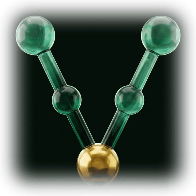 The Vedra mark: data nodes converging on a single gold point